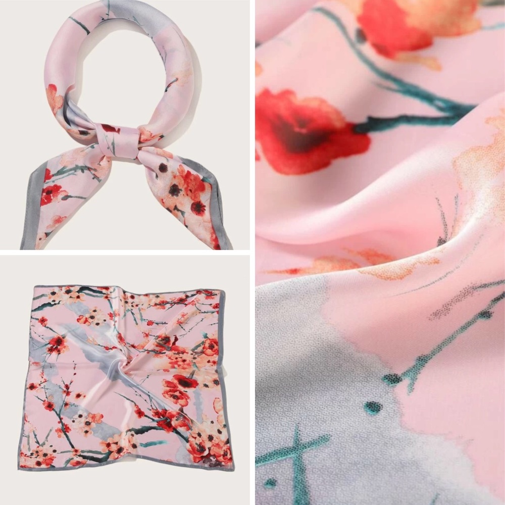 2/$24 🆕 Pink Floral Print Watercolor Silky Scarf